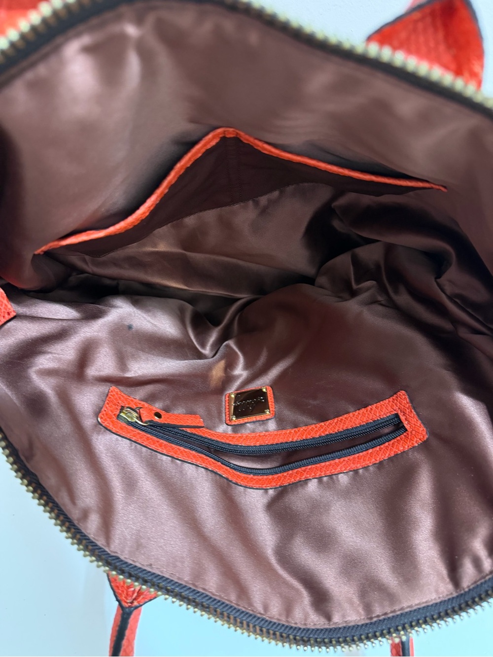 Milly Red Textured Satchel with Top Handles - Picture 4 of 5